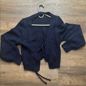 Navy Blue Tie Cardigan